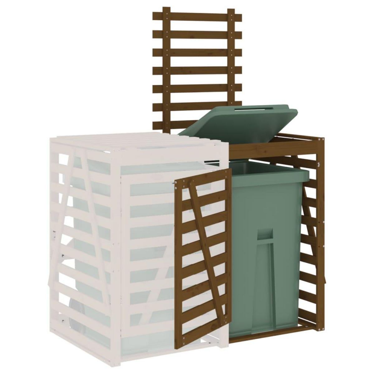 VIDAXL Extension d'abri de poubelle sur roulettes brun miel bois pin