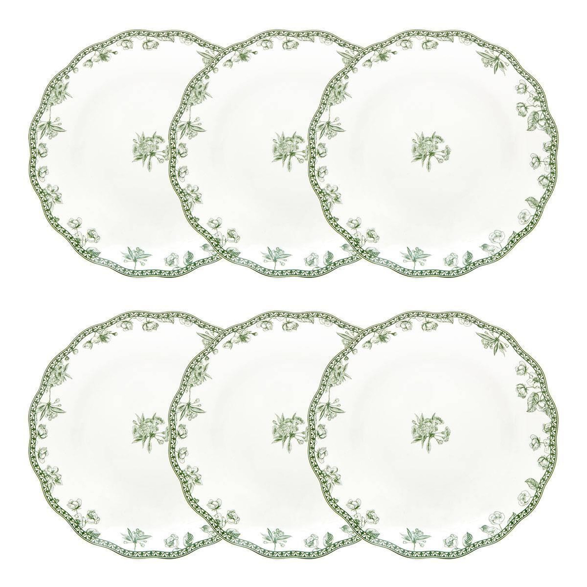 SECRET DE GOURMET Lot de 6 assiettes creuses  lisière  22cm vert