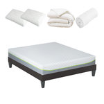 OLYMPE LITERIE OLYMPE LITERIE | Pack Prêt à dormir ANTHEA | Matelas Mémoire de forme + Sommier + Accessoires. Coloris disponibles : Blanc