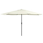 VIDAXL Parasol de jardin avec mat en metal 390 cm blanc sable