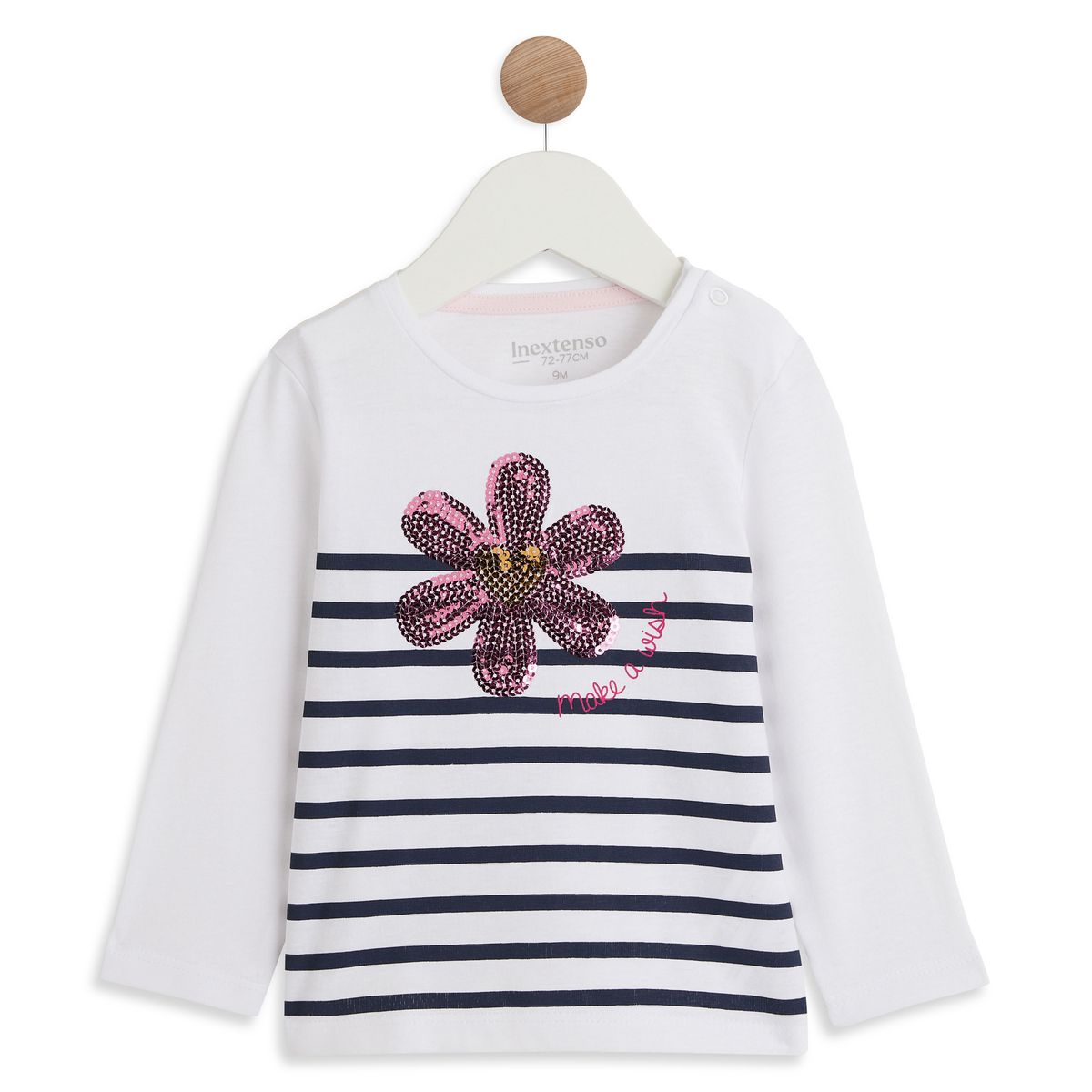INEXTENSO T-shirt manches longues marguerite en coton bébé fille