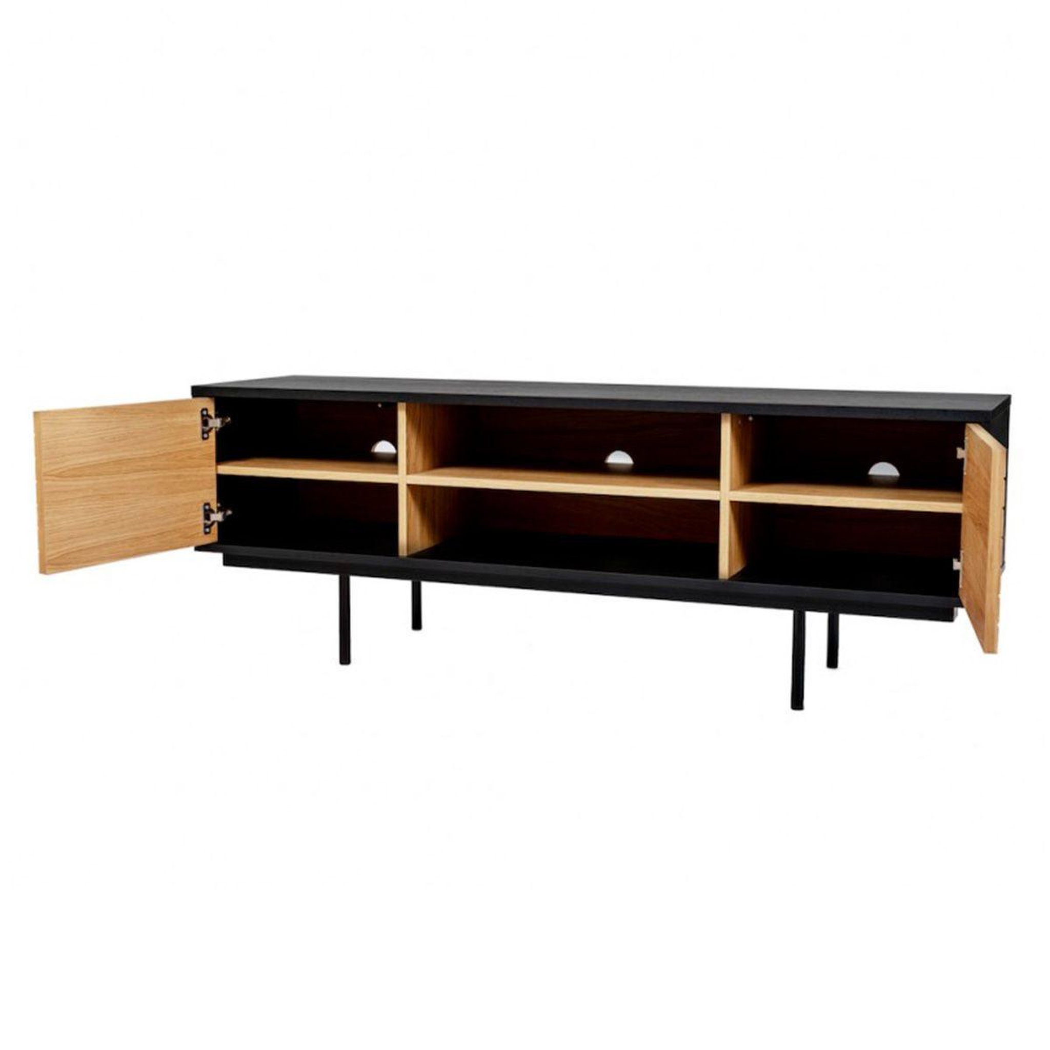 Voir la diapositive 3 : Paris Prix Meuble tv design  stripe  150cm chêne & noir