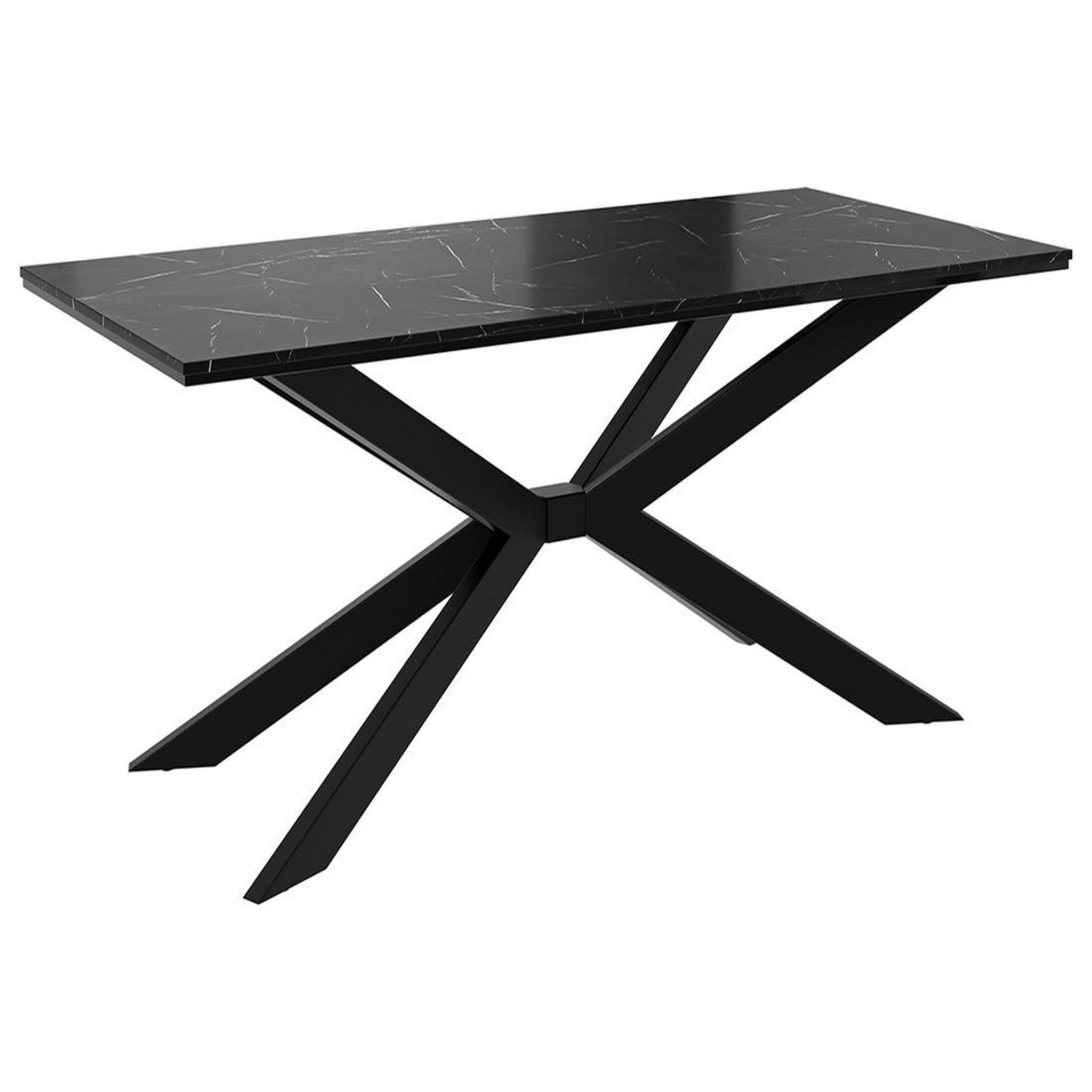 Voir la diapositive 2 : BEST MOBILIER Casey - table à manger - plateau effet marbre - pieds en métal - 4 à 8 personnes