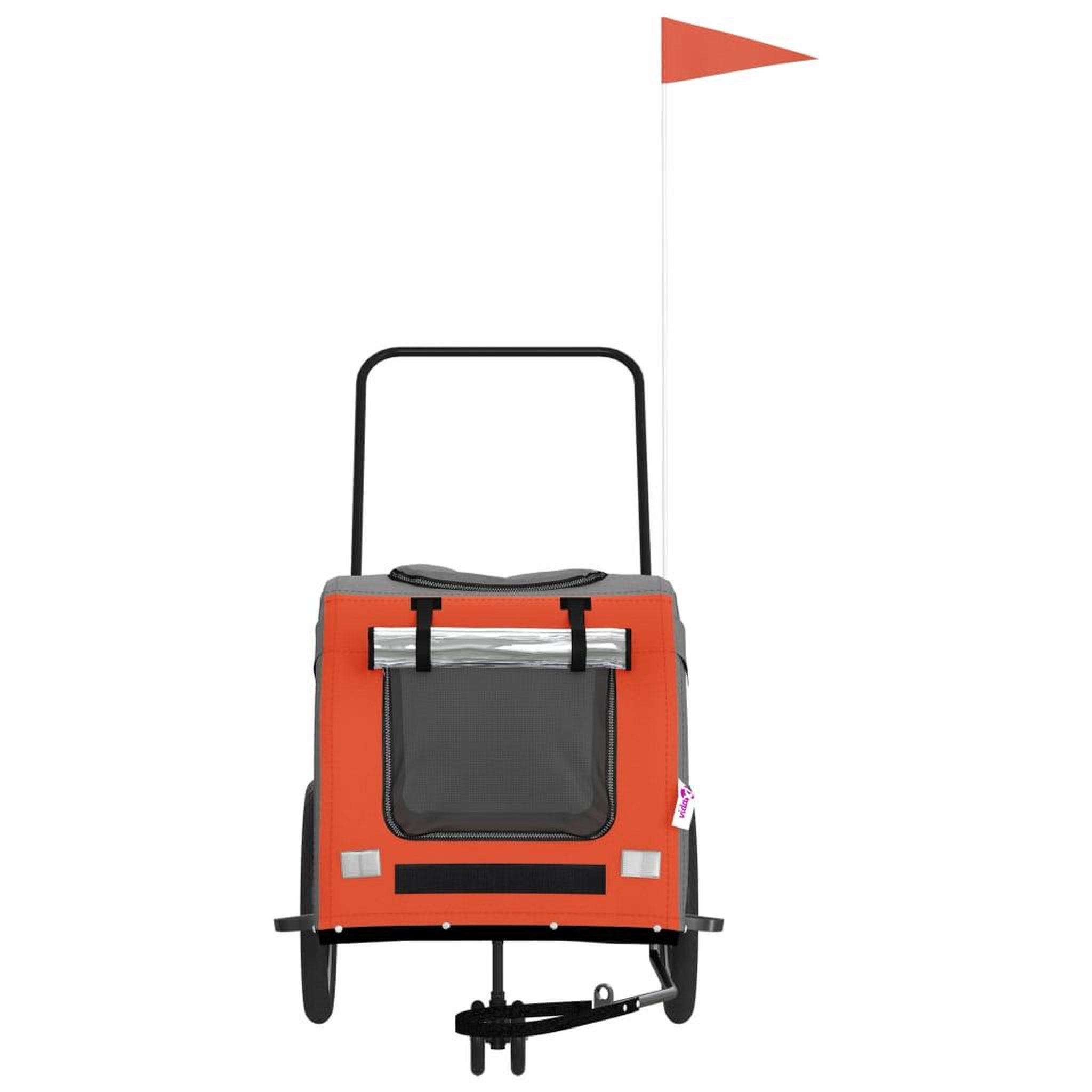 Voir la diapositive 4 : VIDAXL Remorque de velo pour animaux de compagnie orange et gris
