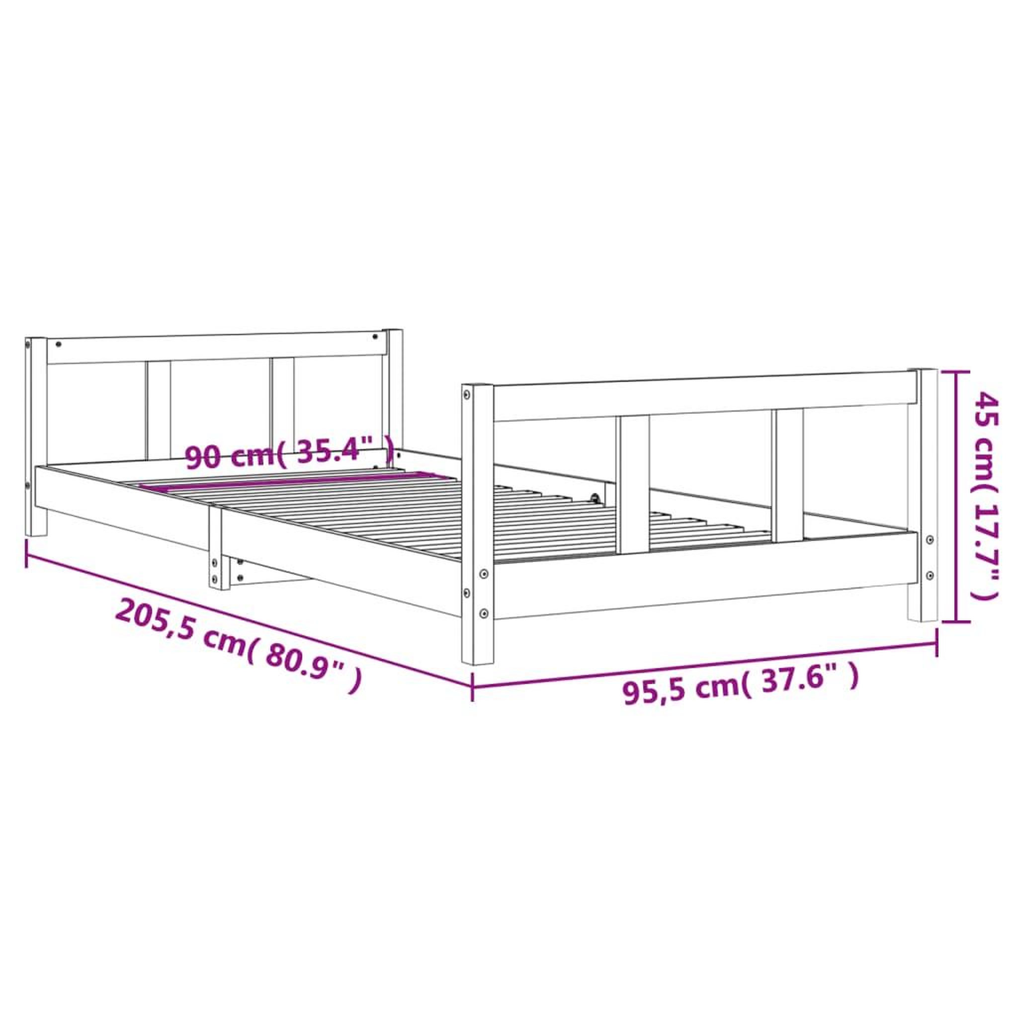 Voir la diapositive 6 : VIDAXL Cadre de lit pour enfants blanc 90x200 cm bois de pin massif