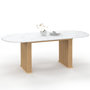 Voir la diapositive 1 : ID MARKET Table à manger extensible ovale JULIETTE 6-10 personnes pieds effet lattes et plateau effet marbre ALASKA 160-200 cm