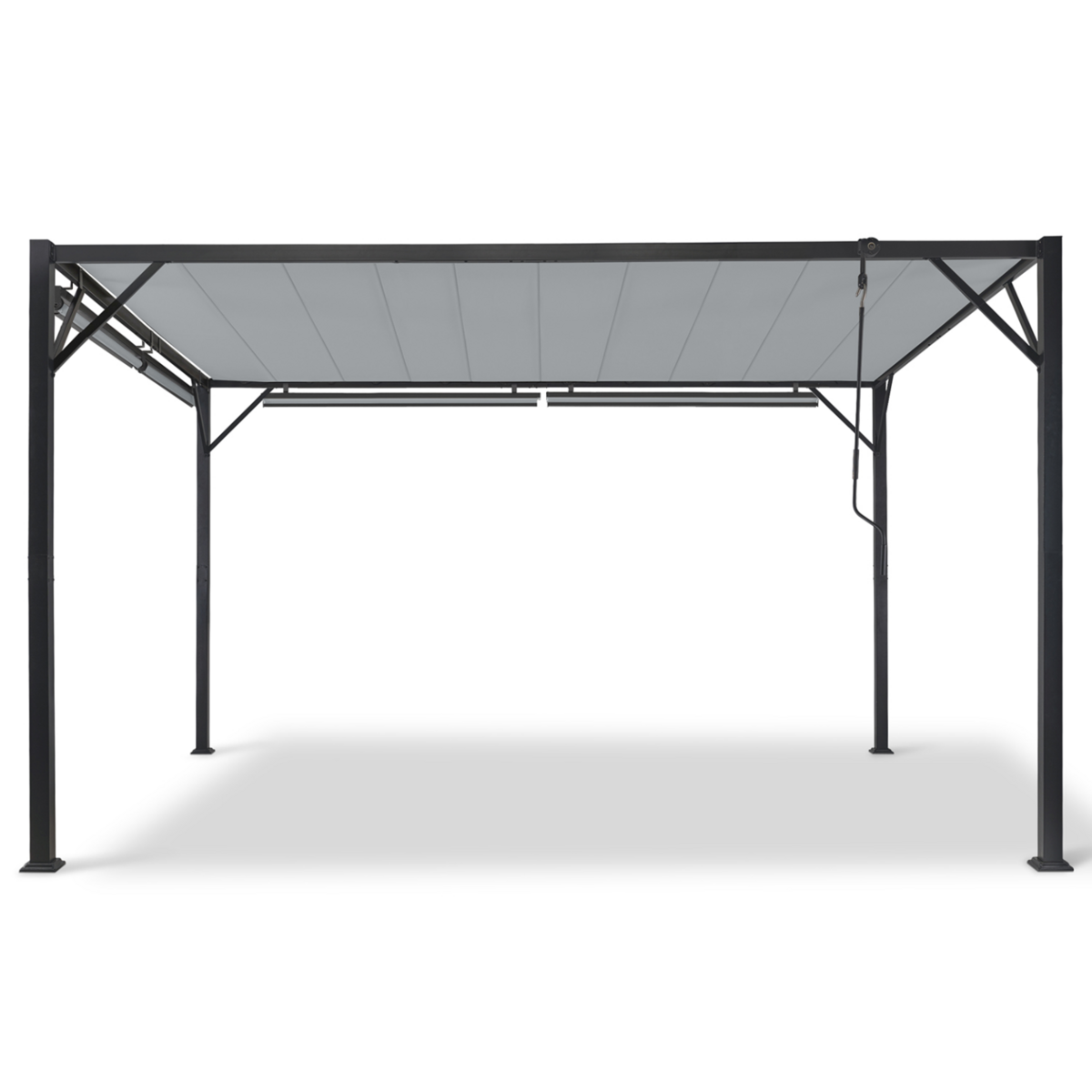 ID MARKET Pergola édition luxe lames orientables 3x4 M et 4 stores gris clair