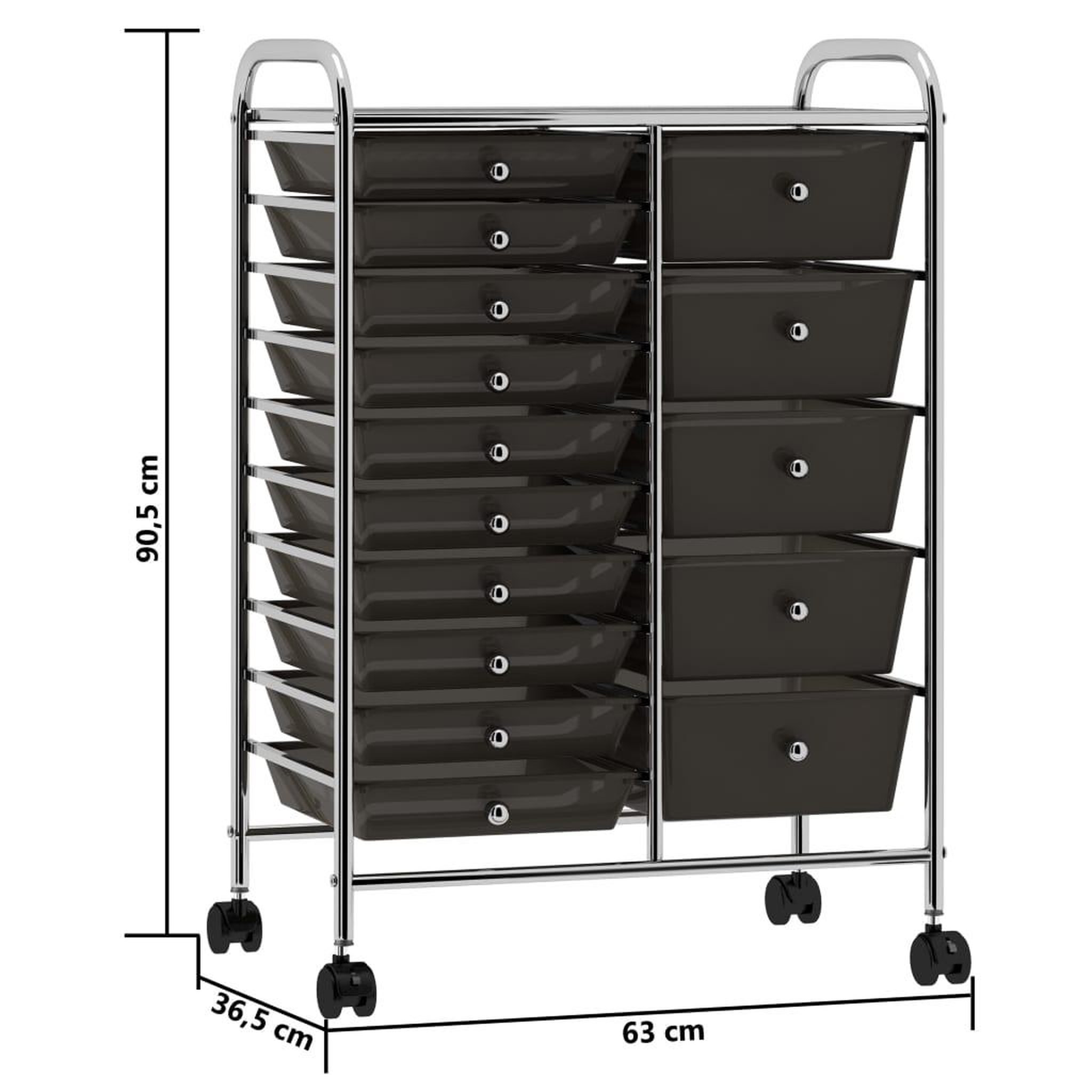 Voir la diapositive 6 : VIDAXL Chariot de rangement mobile a 15 tiroirs XXL Noir Plastique