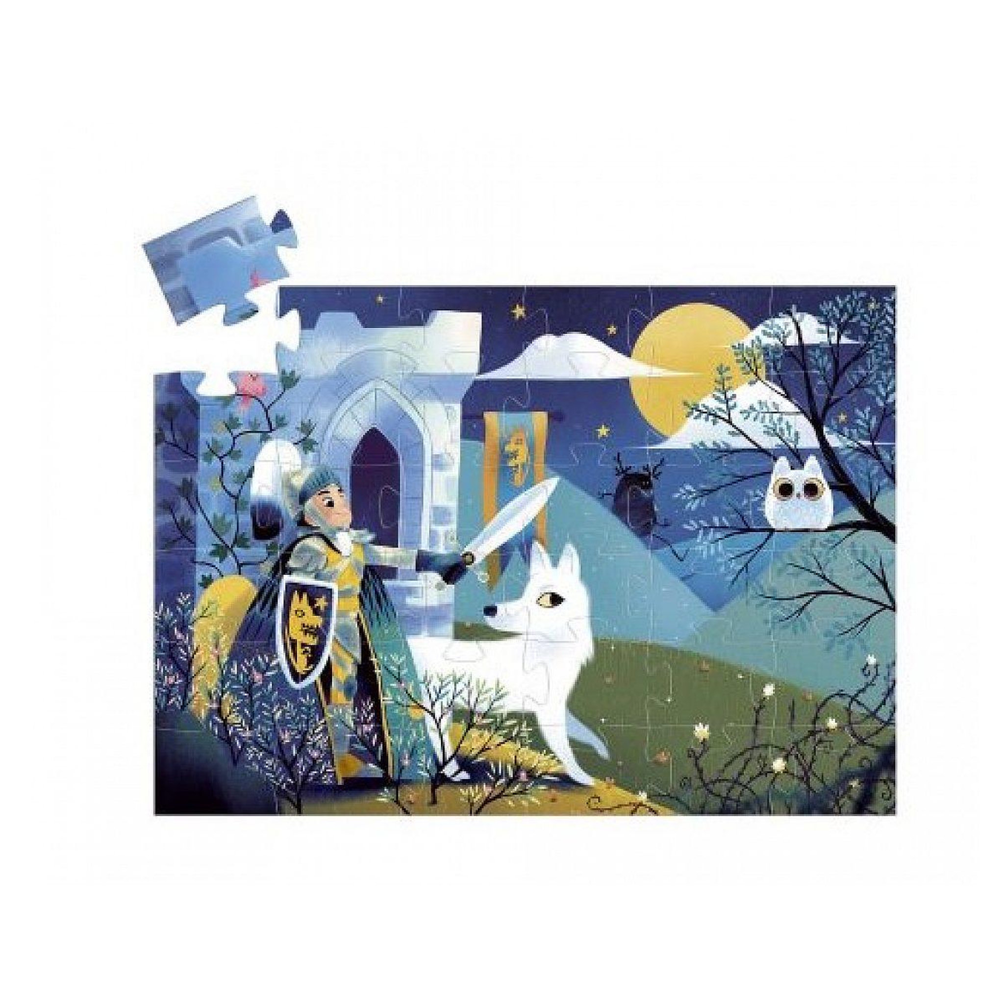 Voir la diapositive 2 : Djeco Puzzle 36 pcs silhouette chevalier de la pleine lune