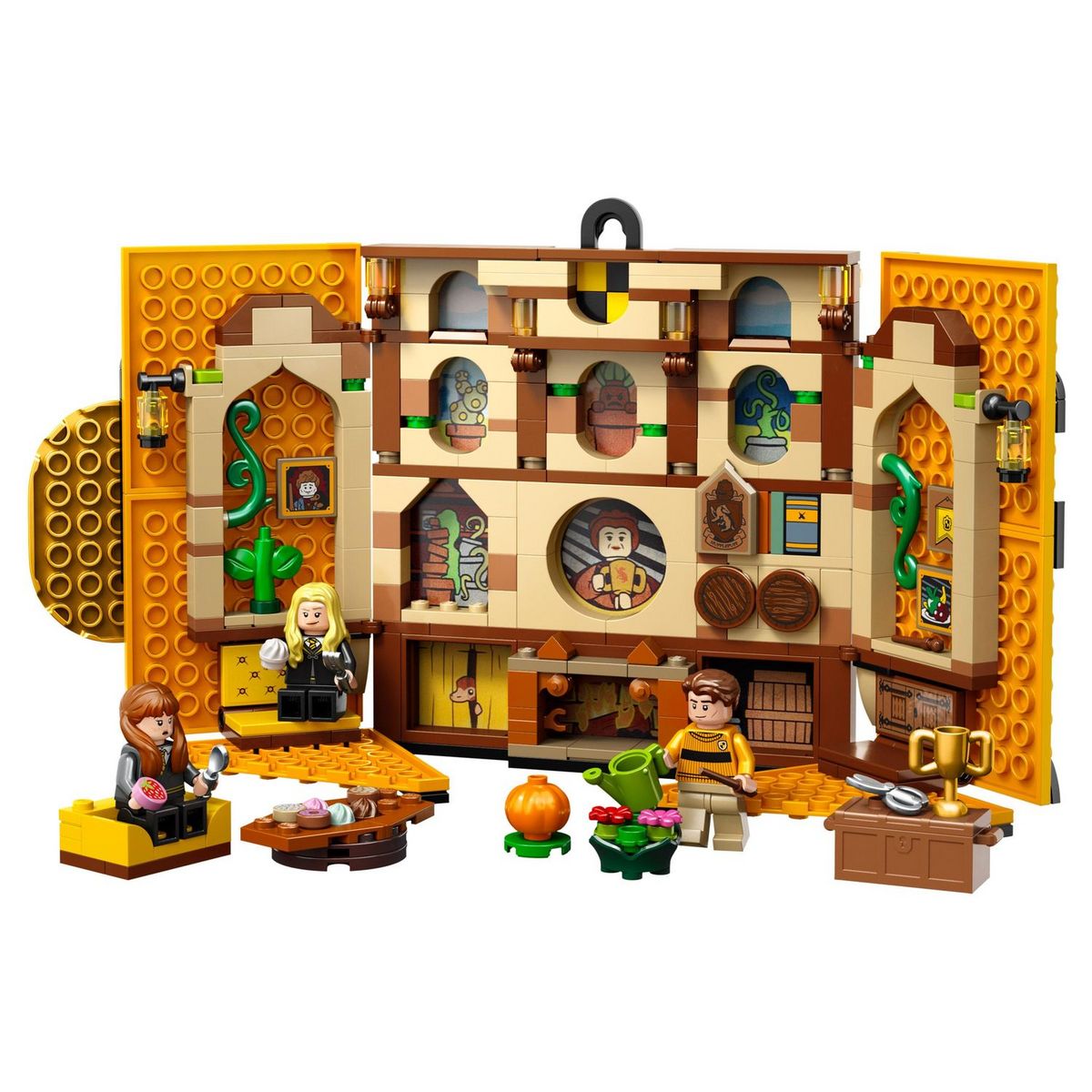 LEGO Harry Potter 76412 - Le blason de la maison Poufsouffle, Jouet avec 3 Minifigurines et Mandragore, Décoration Murale à Collectionner, Château de Poudlard