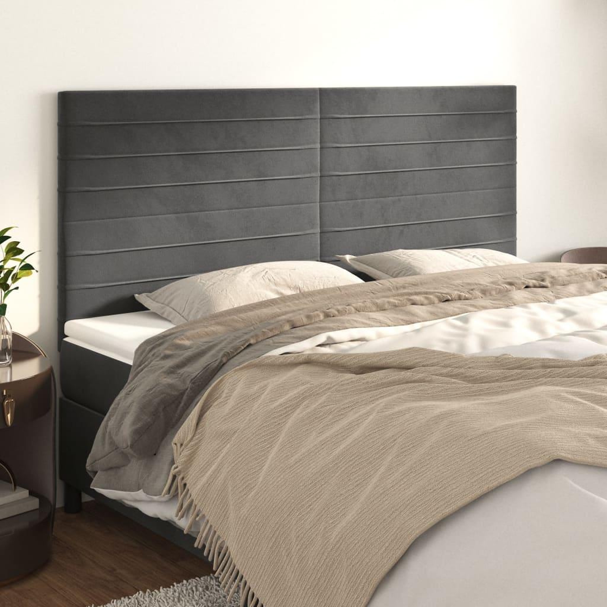 Voir la diapositive 1 : VIDAXL Tetes de lit 4 pcs Gris fonce 100x5x78/88 cm Velours