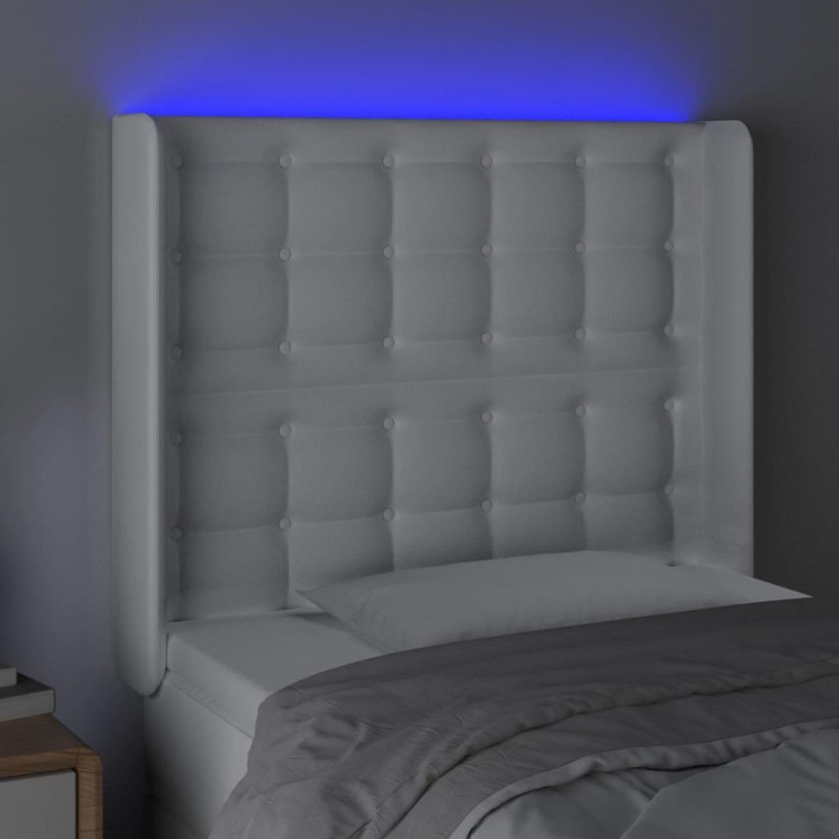 VIDAXL Tete de lit a LED Blanc 103x16x118/128 cm Similicuir