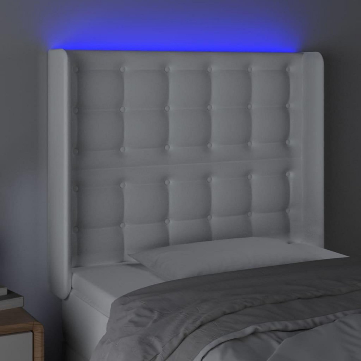 VIDAXL Tete de lit a LED Blanc 103x16x118/128 cm Similicuir