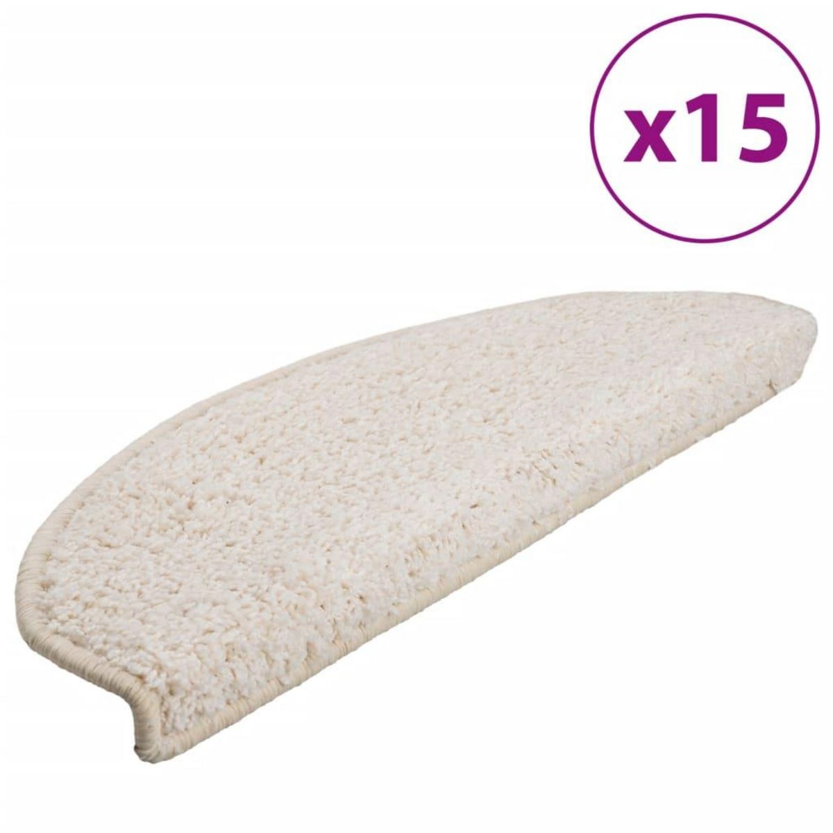 VIDAXL Tapis d'escalier 15 pcs blanc 65x21x4 cm