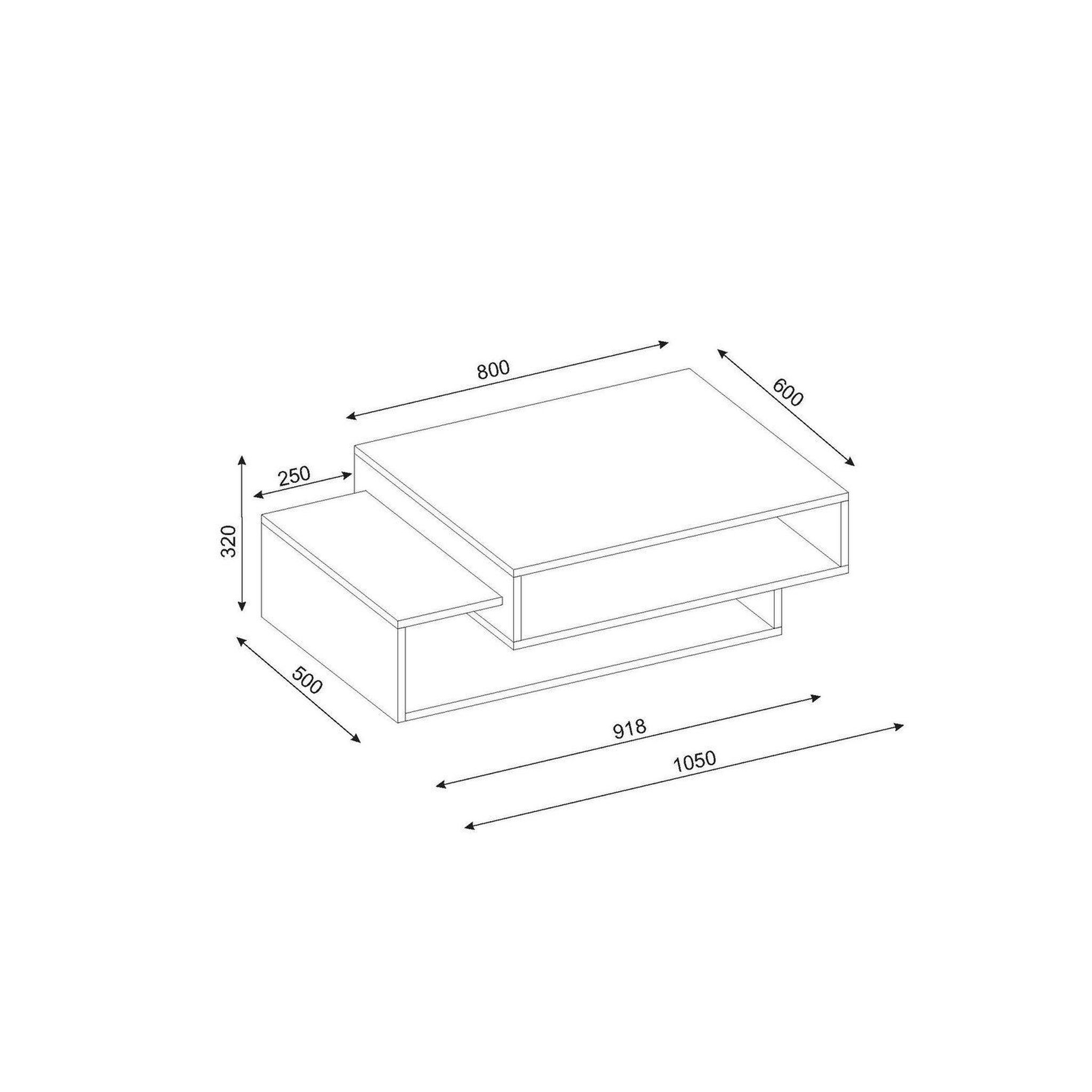 Voir la diapositive 3 : TOILINUX Table basse design scandinave Taby - L. 105 x H. 32 cm - Marron noix