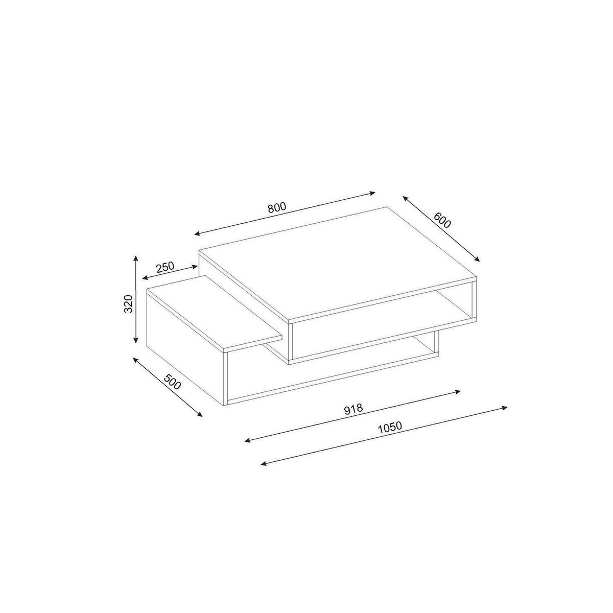 TOILINUX Table basse design scandinave Taby - L. 105 x H. 32 cm - Marron noix