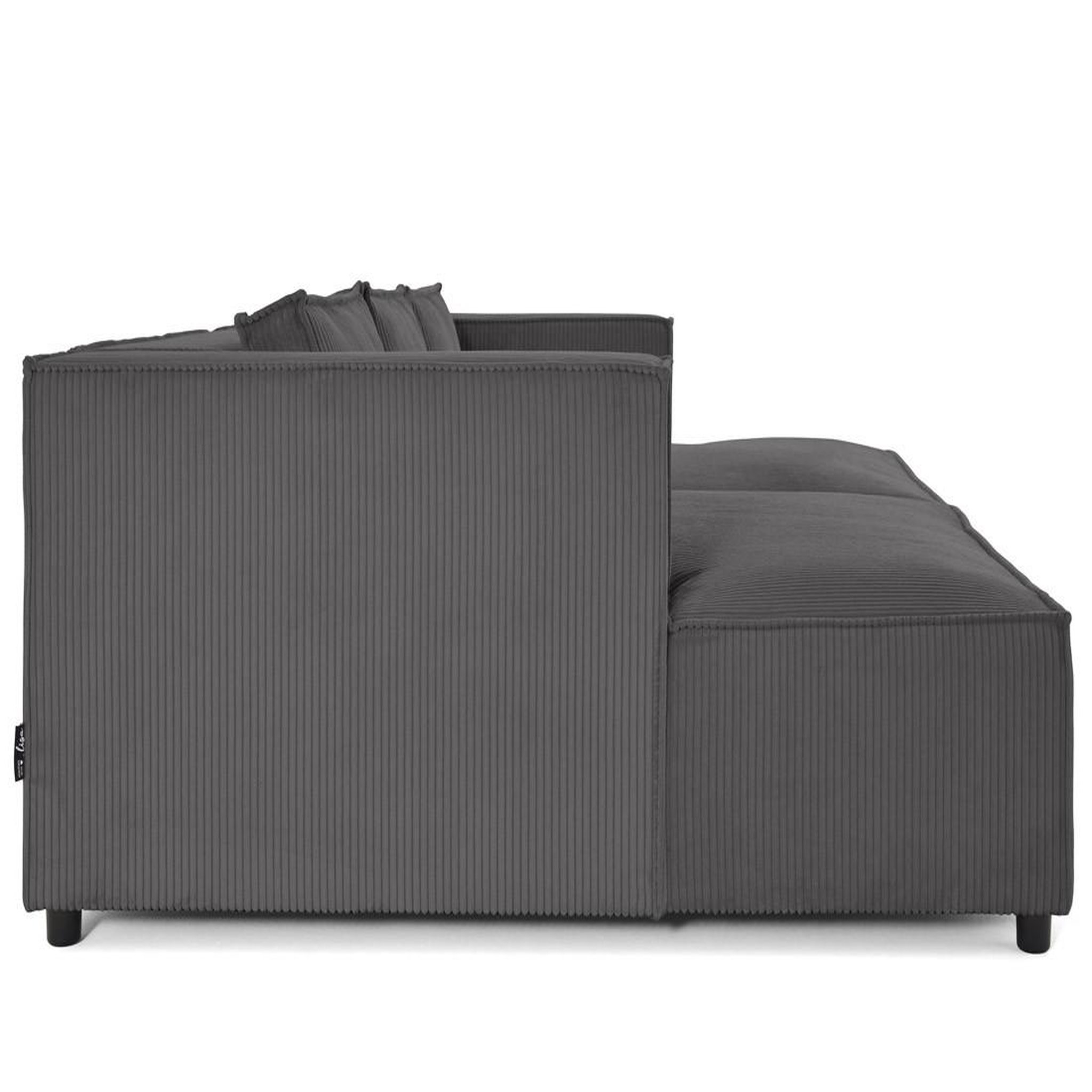 Voir la diapositive 5 : LISA DESIGN Stella - canapé droit 3 places avec double méridienne - assise profonde - en velours côtelé