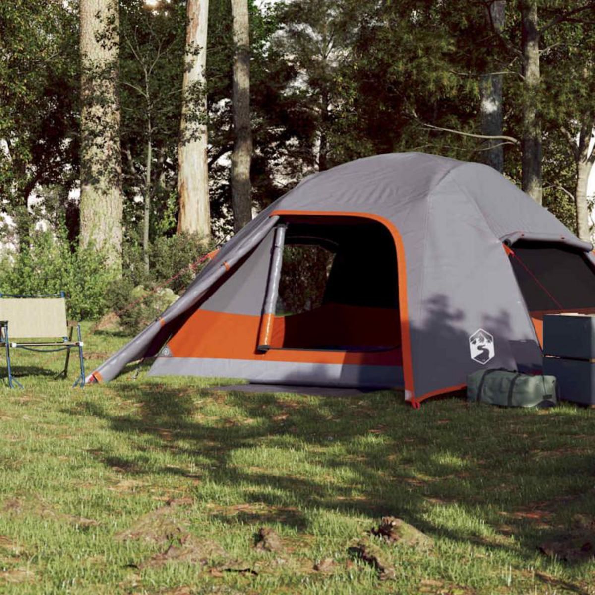 VIDAXL Tente de camping à dôme 4 personnes gris et orange imperméable