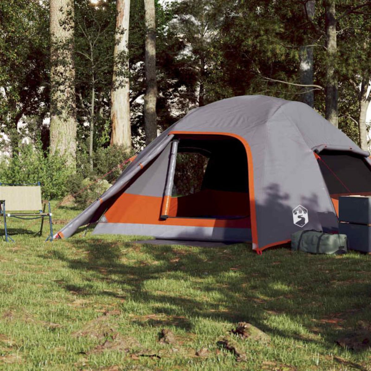 VIDAXL Tente de camping à dôme 4 personnes gris et orange imperméable