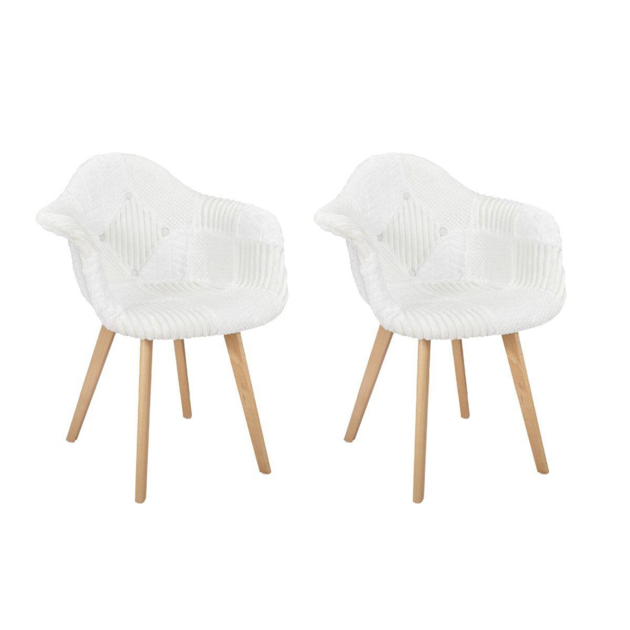 The Home Deco Factory Lot de 2 chaises scandinaves design  patchwork  85cm blanc