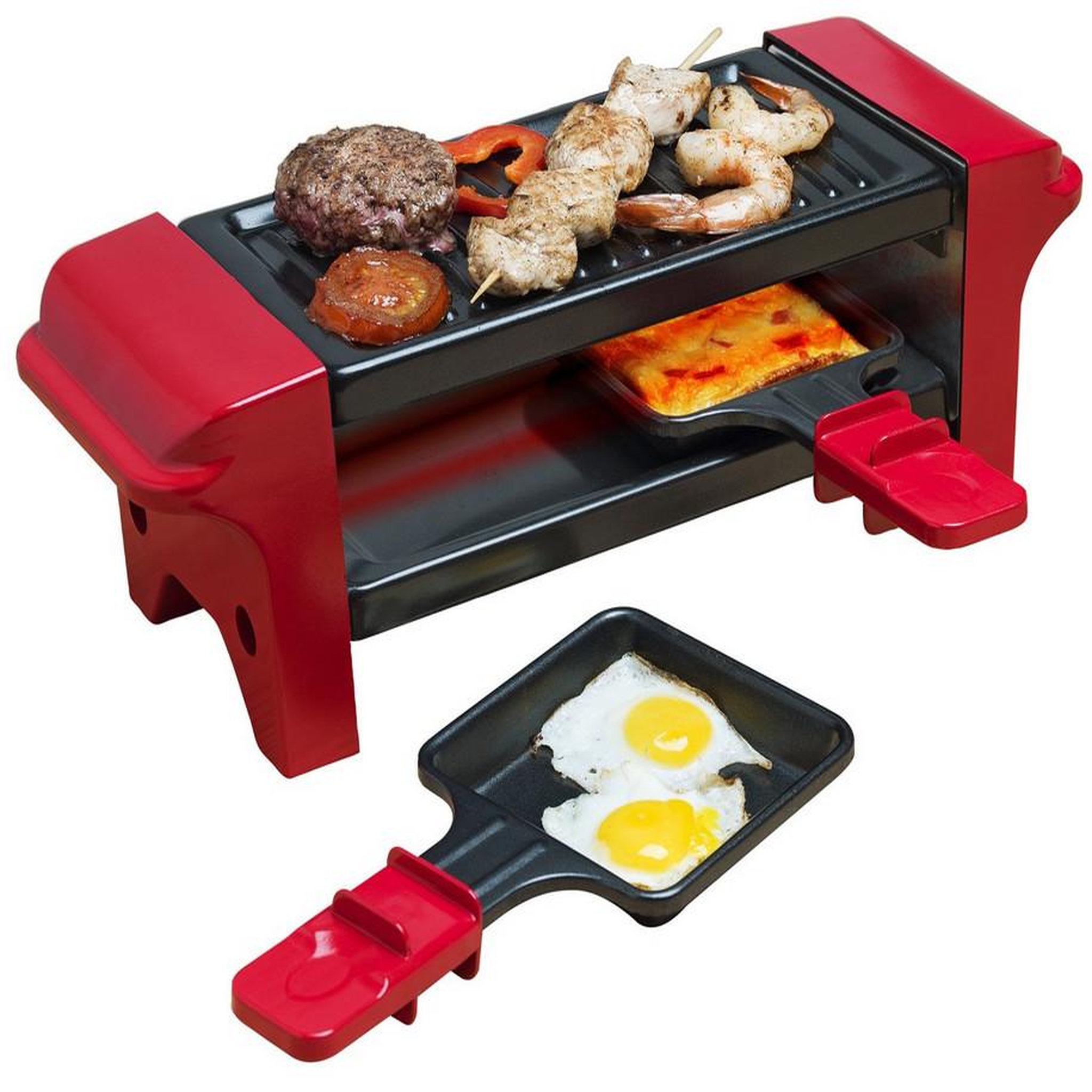 Bestron Appareil à raclette 2 personnes 350w + gril noir/rouge - AGR102