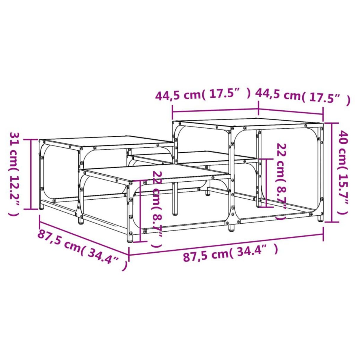 VIDAXL Table basse chene fume 87,5x87,5x40cm bois d'ingenierie