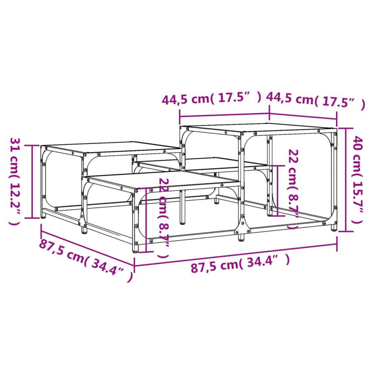 VIDAXL Table basse chene fume 87,5x87,5x40cm bois d'ingenierie
