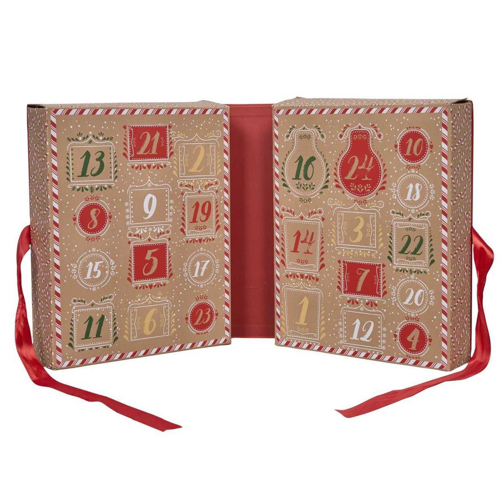 Voir la diapositive 2 : The Home Deco Factory Calendrier de l'avent bougies & surprises  noël  31cm rouge