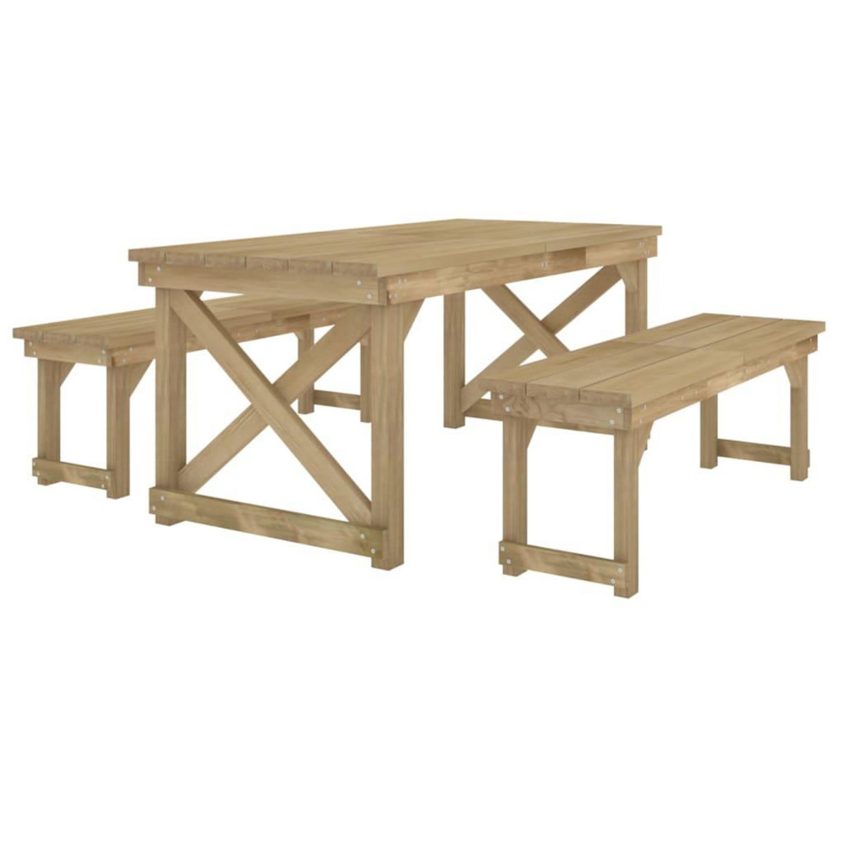 VIDAXL Ensemble a manger de jardin 3 pcs Bois de pin impregne