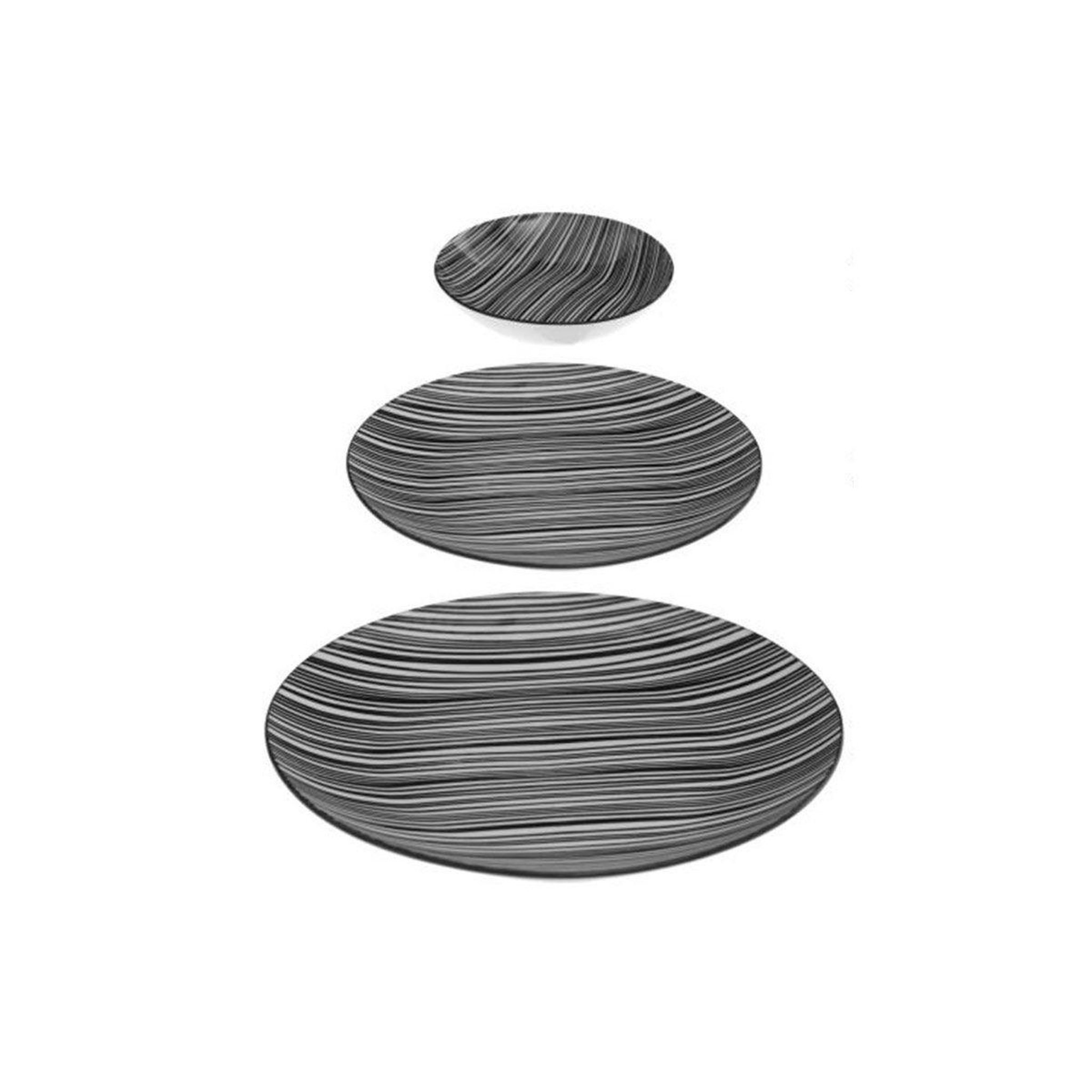 SECRET DE GOURMET Service de table 18 pièces  bohemia zèbre  27cm noir