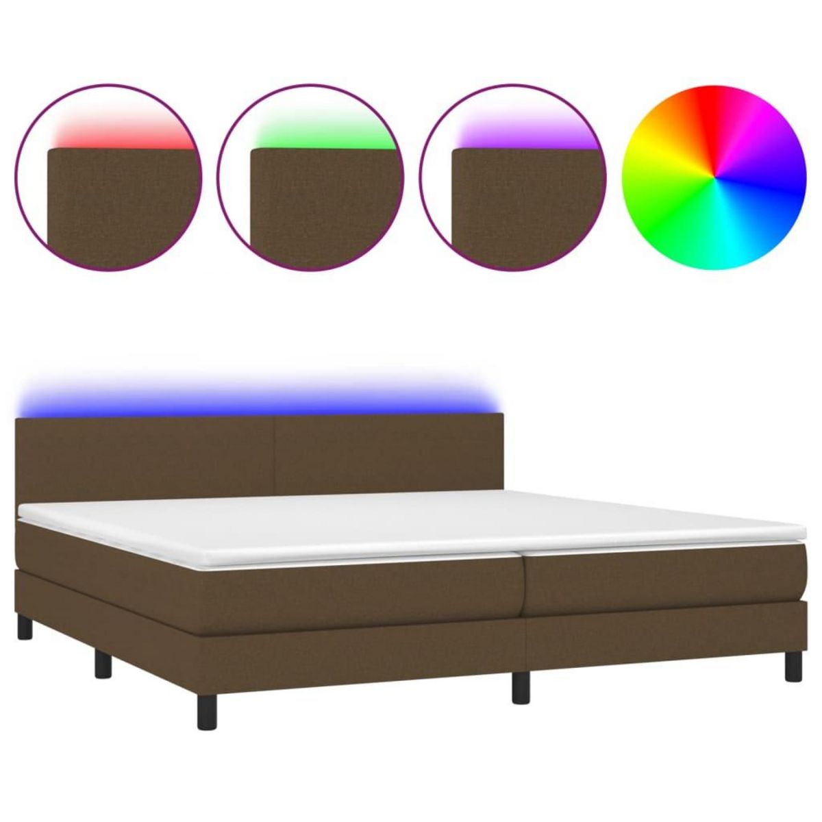 VIDAXL Sommier a lattes de lit matelas et LED Marron fonce 200x200 cm