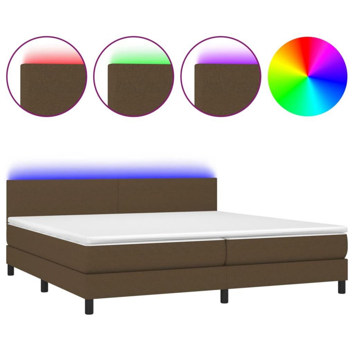 VIDAXL Sommier a lattes de lit matelas et LED Marron fonce 200x200 cm