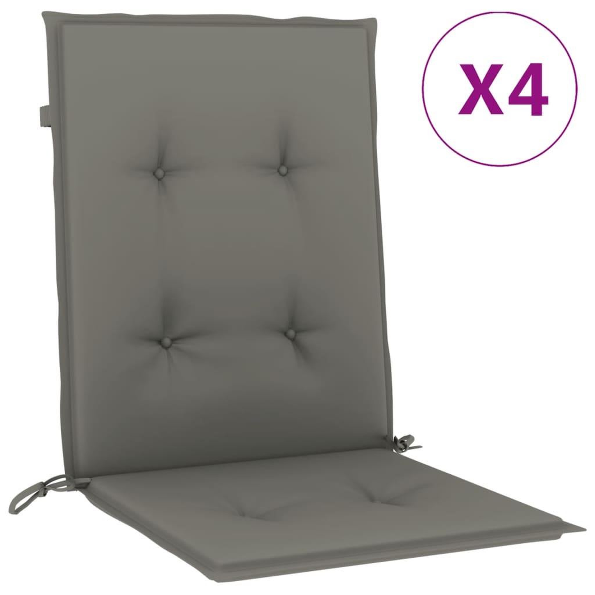 Voir la diapositive 2 : VIDAXL Coussins de chaise a dossier bas lot de 4 gris fonce melange