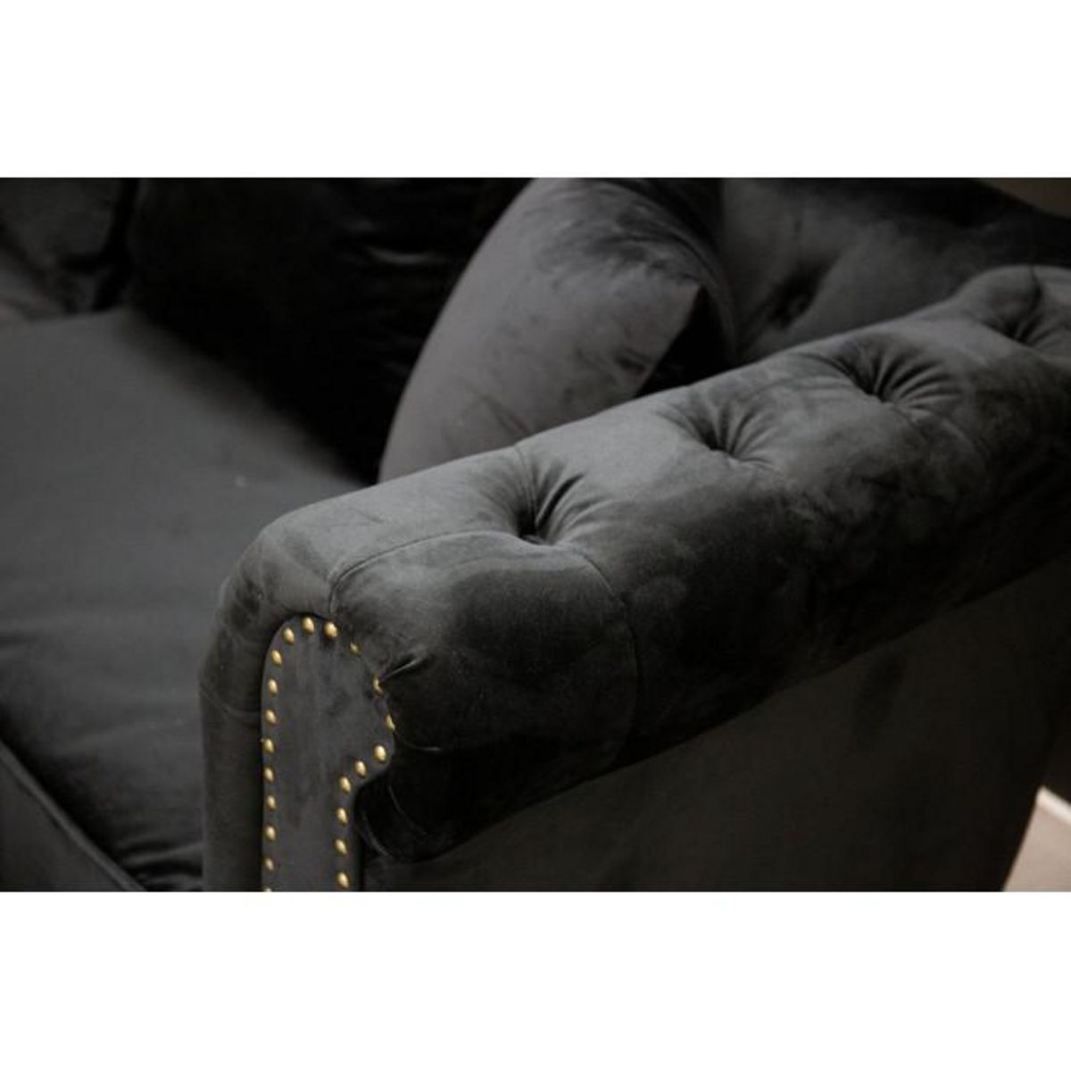 Paris Prix Canapé 3 Places en Velours  Chesterfield  217cm Noir