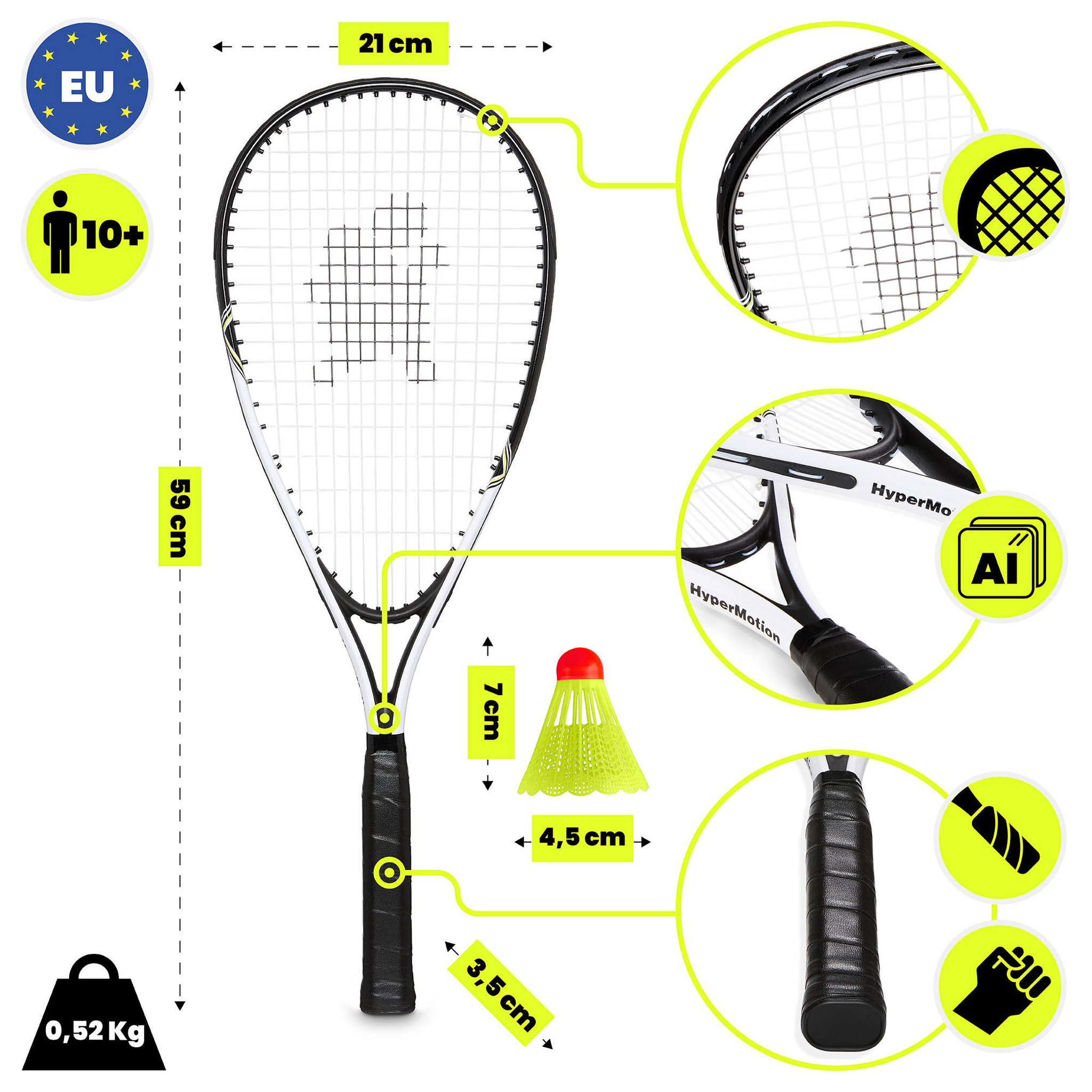 Voir la diapositive 3 : HYPERMOTION Jeu de Badminton Rapide HyperMotion Crossminton 2 Raquettes 5 Volants - Set Crossminton, Sac Oxford