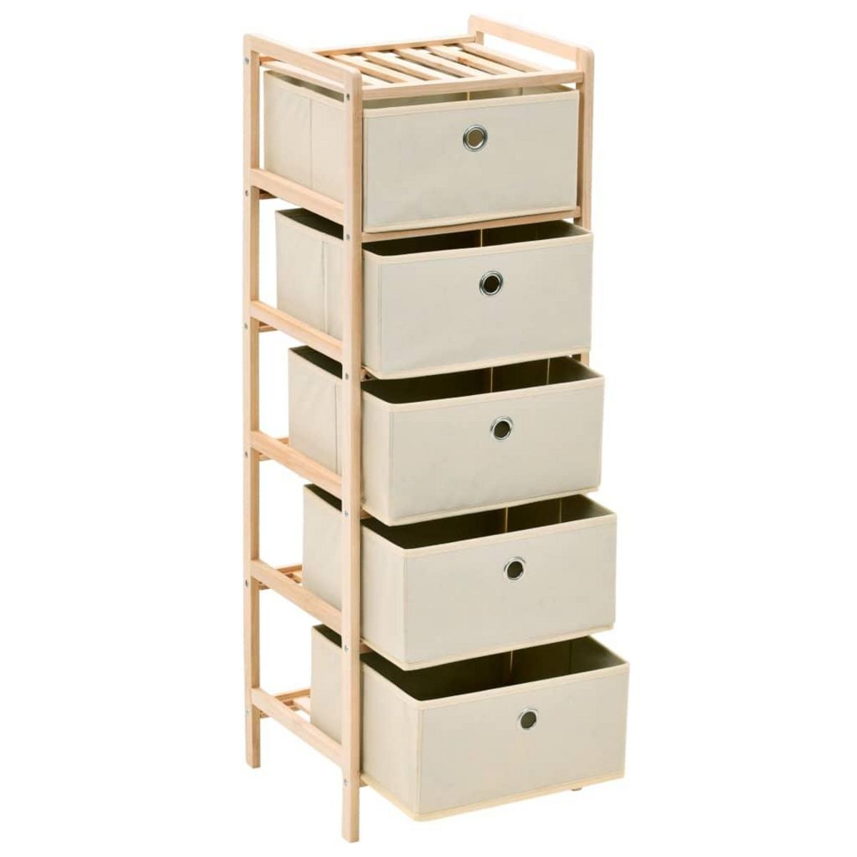 VIDAXL Etagere de rangement 5 paniers tissu bois de cedre beige