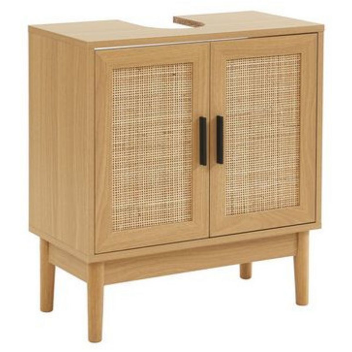 Meuble de salle bain sous-vasque avec cannage naturel L60cm AMANDINE