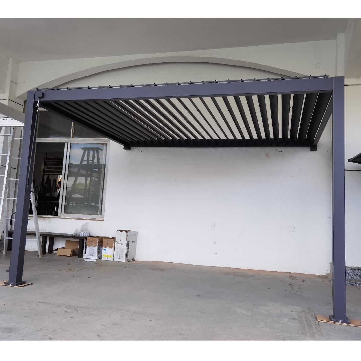 OMBREA Pergola Bioclimatique adossée (2pieds) 3x3,6m anthracite OMBREA®