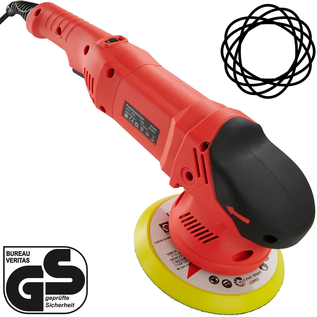 tectake Lustreuse Polisseuse Rotative avec accessoires 710 W noir/rouge