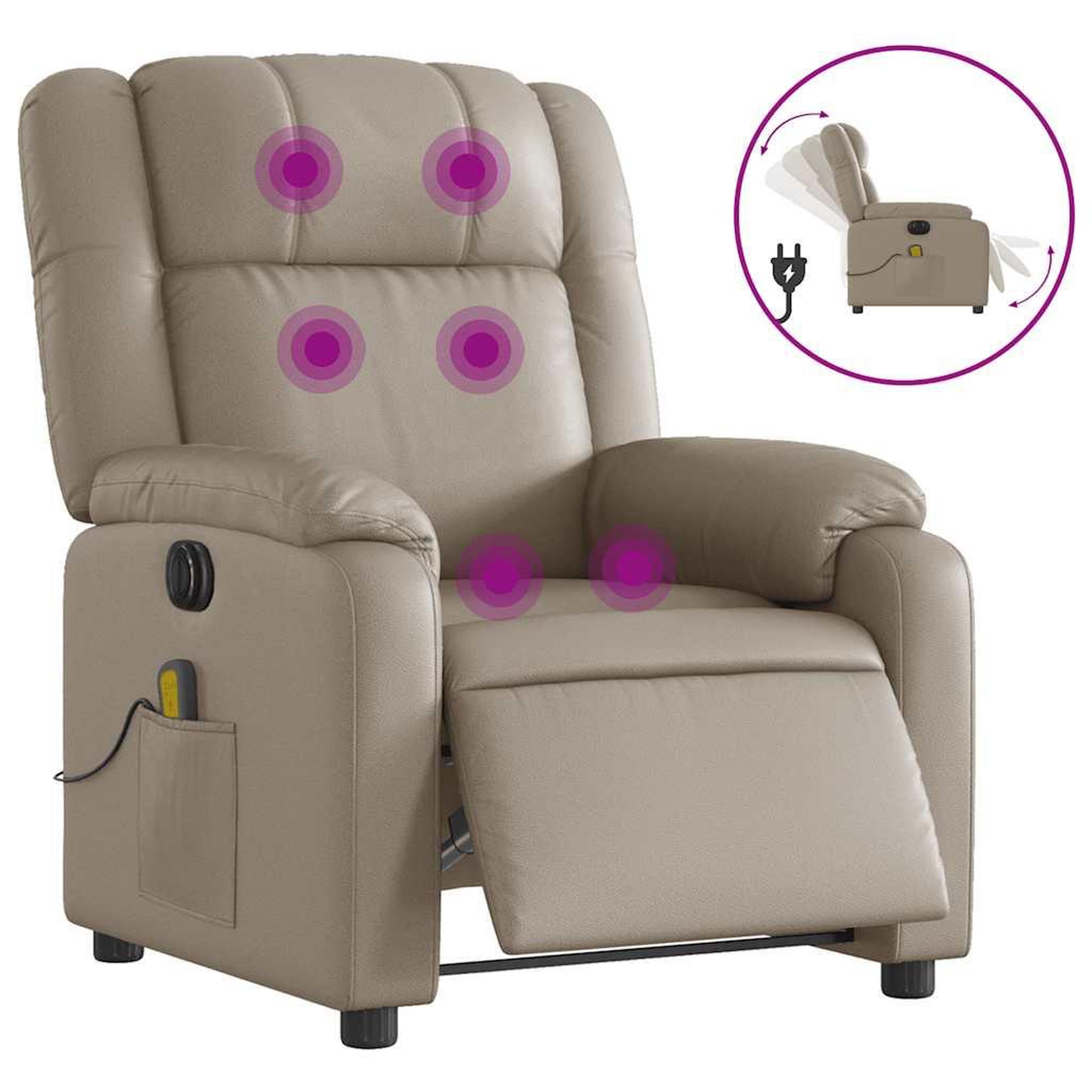 Voir la diapositive 2 : VIDAXL Fauteuil de massage inclinable electrique cappuccino similicuir