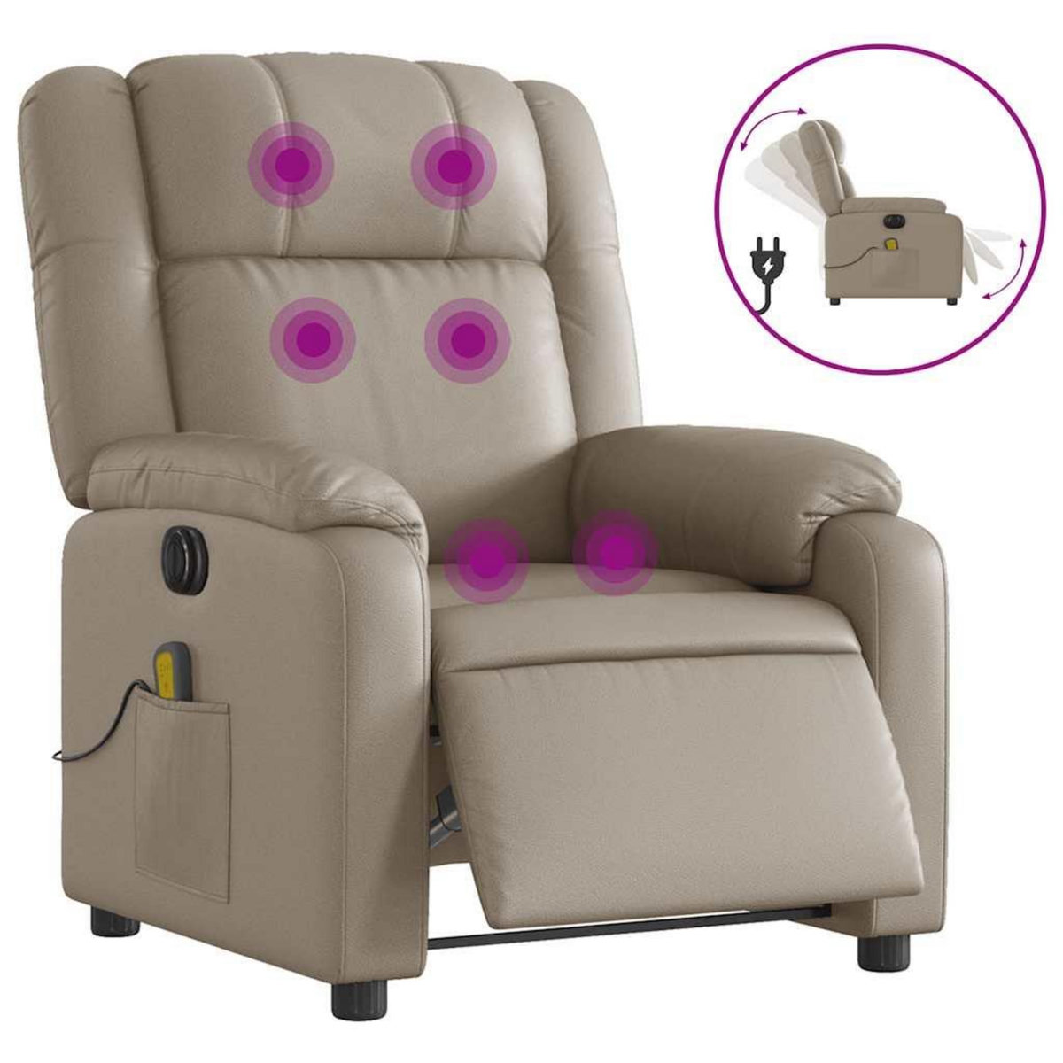VIDAXL Fauteuil de massage inclinable electrique cappuccino similicuir
