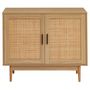 Voir la diapositive 2 : Buffet 2 portes cannage naturel - Décor imitation bois - L90cm AMANDINE