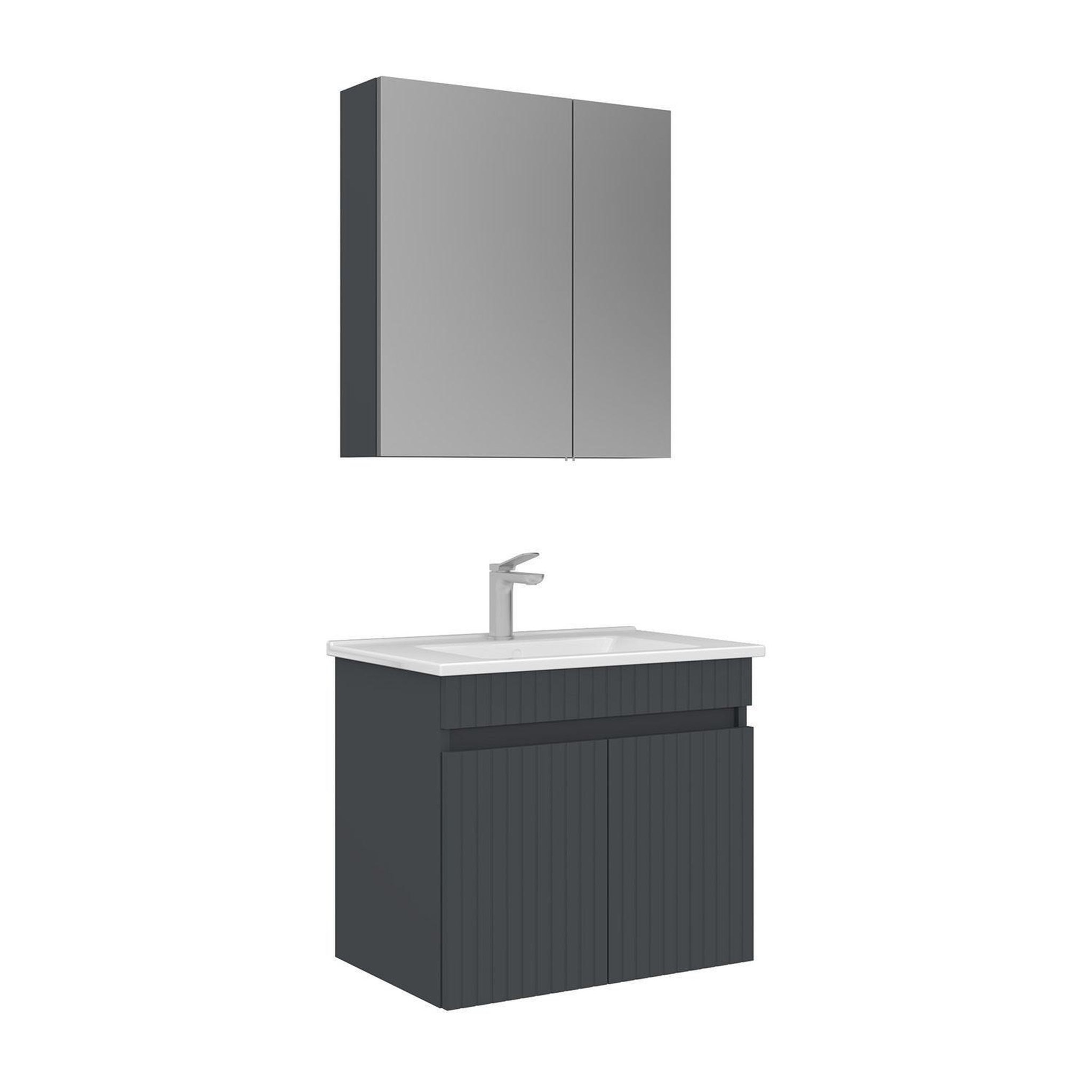 Habitat et Jardin Meuble avec simple vasque et miroir  Tivoli 65  - 65 x 45 x 57 cm - Matte Anthracite