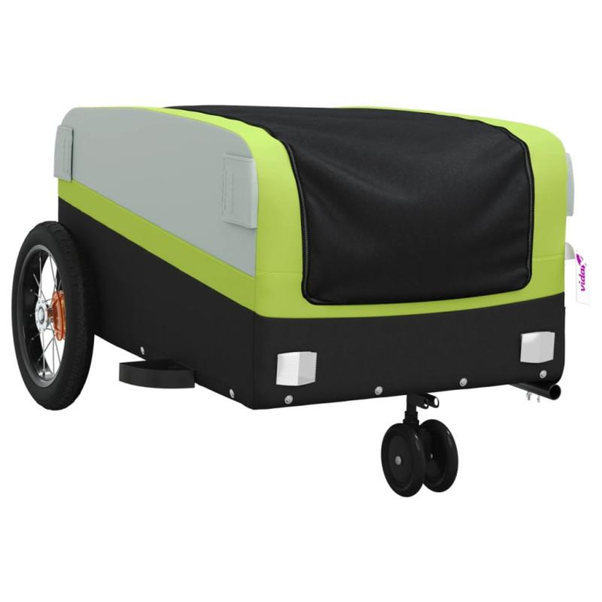 Voir la diapositive 4 : VIDAXL Remorque de vélo noir et vert 30 kg fer