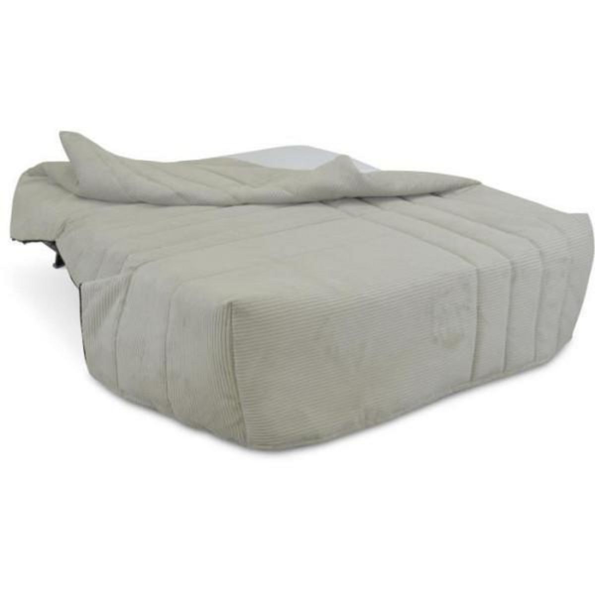 MARKET24 Banquette BZ 2 places BECCI - Velours côtelé Beige - Matelas Bultex - Fabrication française