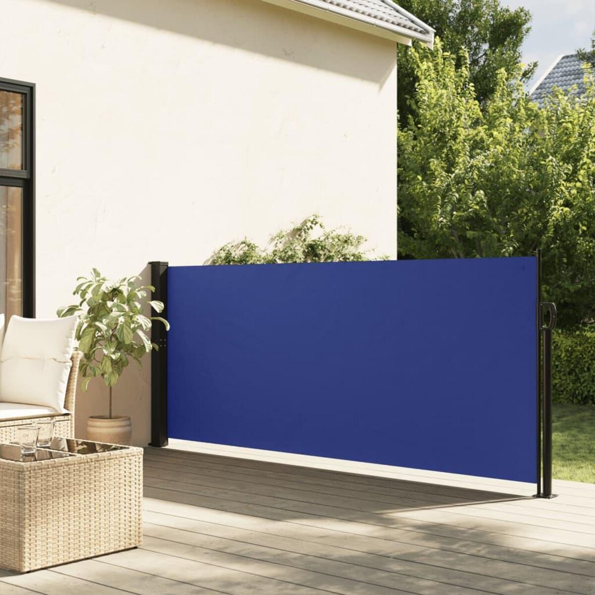 VIDAXL Auvent lateral retractable bleu 120x600 cm