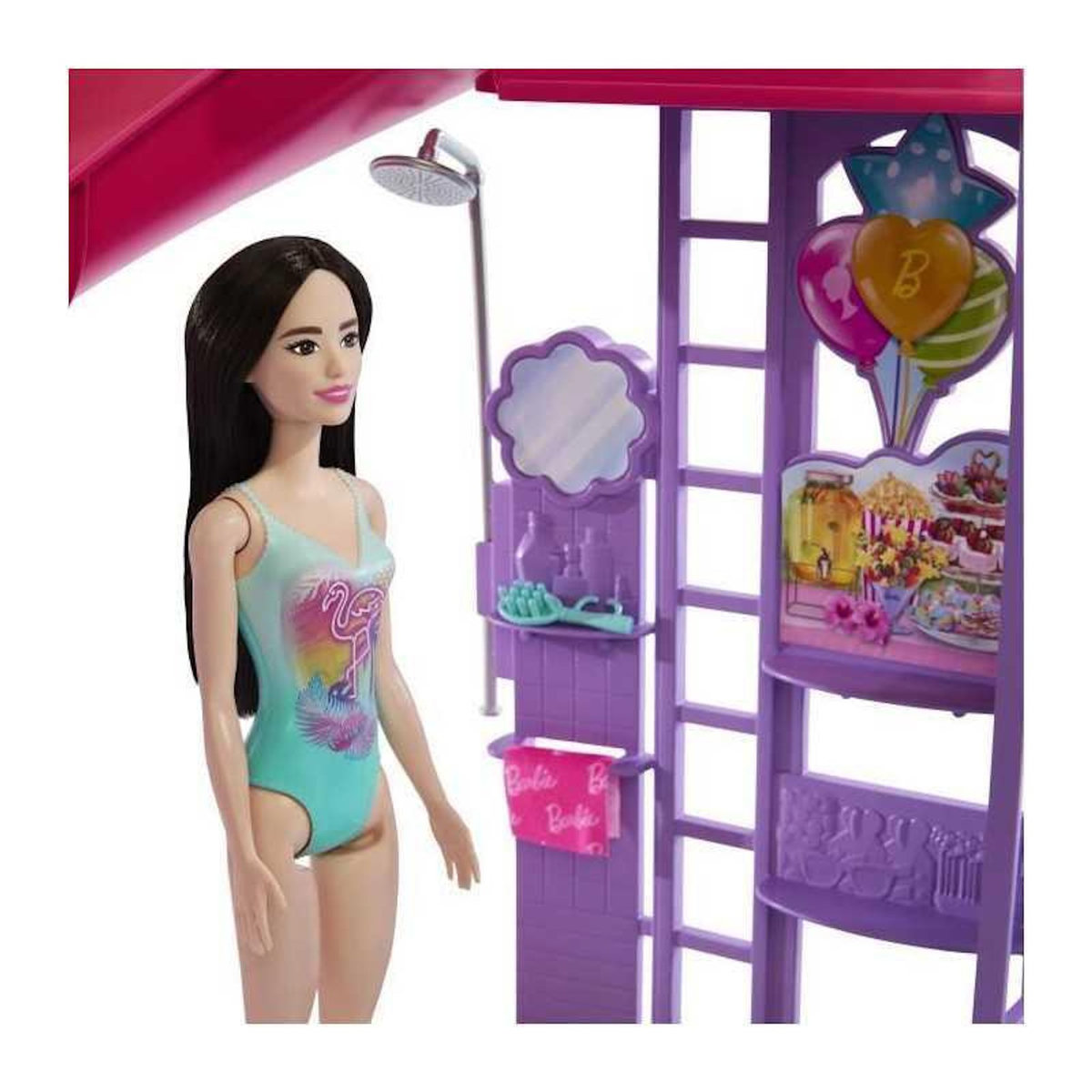 BARBIE Barbie - Coffret Piscine de Reve - Toboggan et jacuzzi - Plus de 20 accessoires - Barbie - JFP01