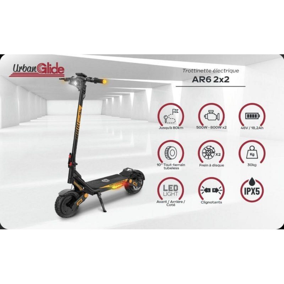 URBANGLIDE UrbanGlide ALL ROAD 6 2x2 – Trottinette électrique 10  double moteur
