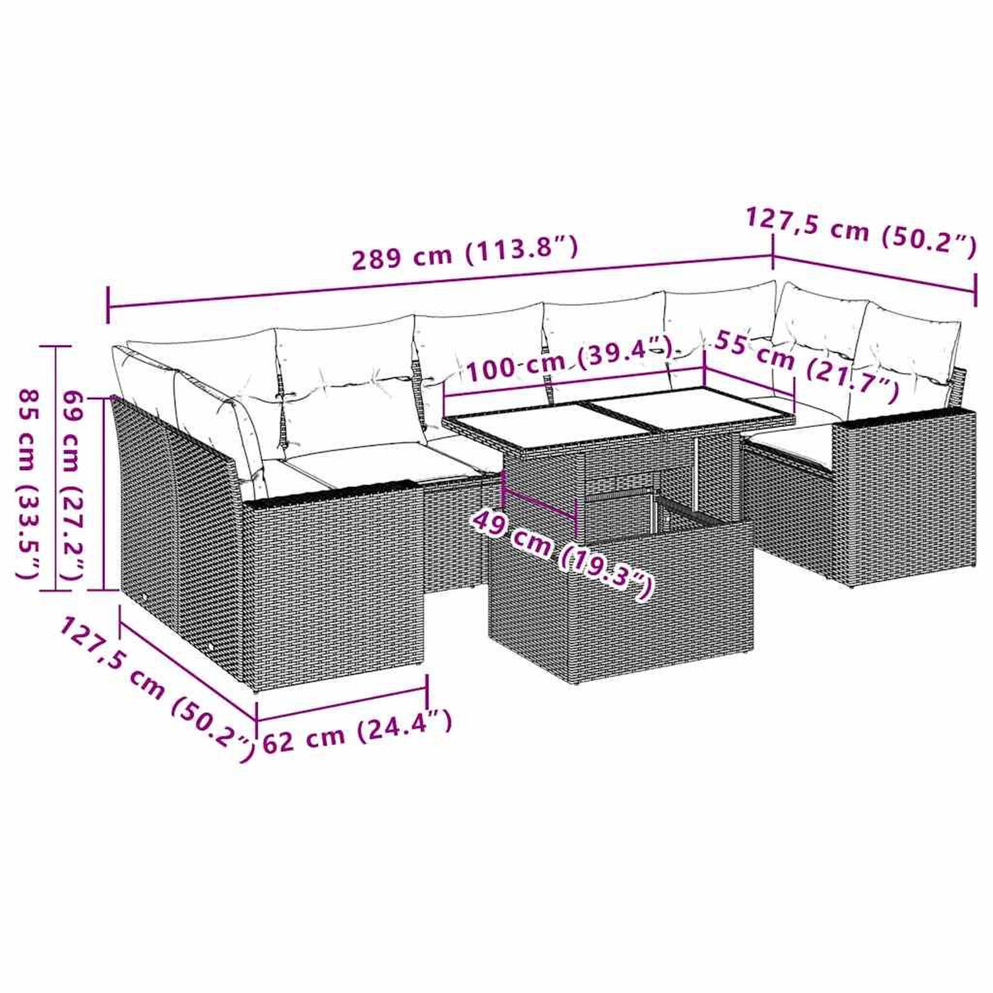 Voir la diapositive 6 : VIDAXL Salon de jardin 8 pcs avec coussins noir resine tressee