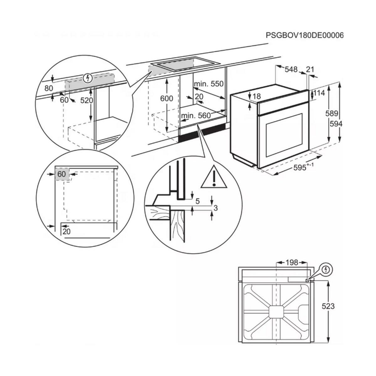 ELECTROLUX Four intégrable multifonction 72l 60cm pyrolyse - EOF6P46V1